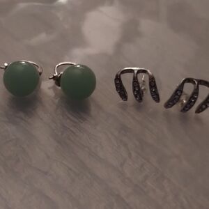 Elegant Green and Silver Earrings